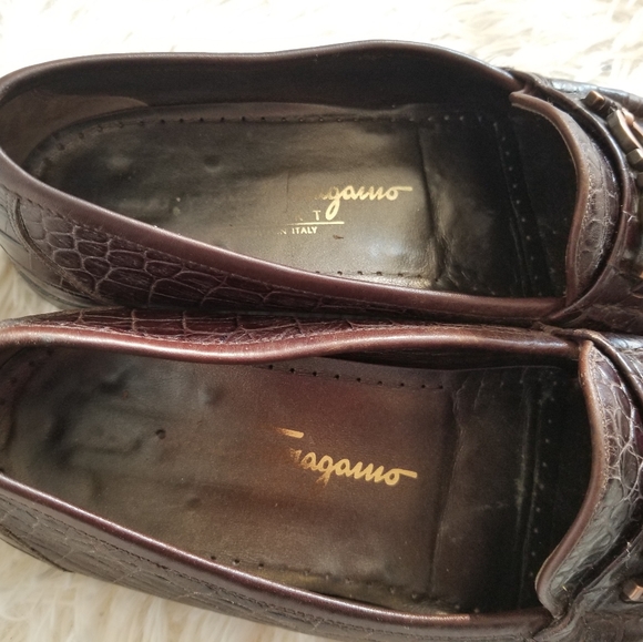 PRICE DROP TODAY ONLY Salvatore Ferragamo Brown Croc Loafers, 8.5AAA - Picture 8 of 12